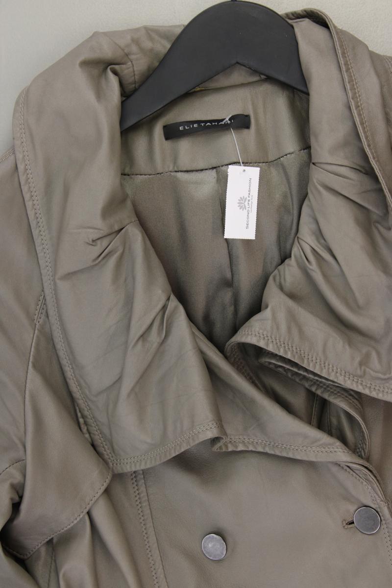 Elie Tahari Ledermantel Gr. XS mit Gürtel grau