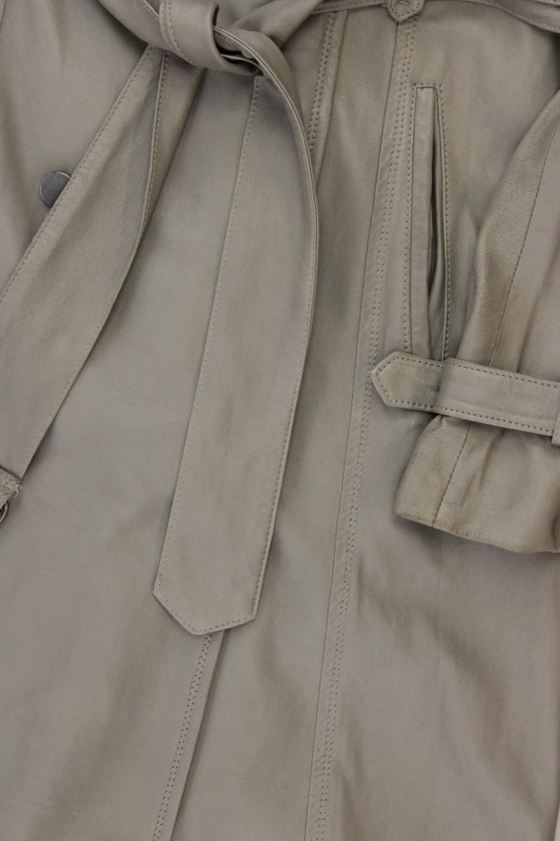 Elie Tahari Ledermantel Gr. XS mit Gürtel grau