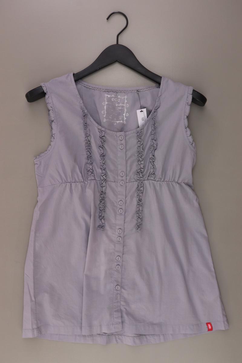 edc by Esprit Rüschenbluse Gr. XL Ärmellos grau aus Baumwolle