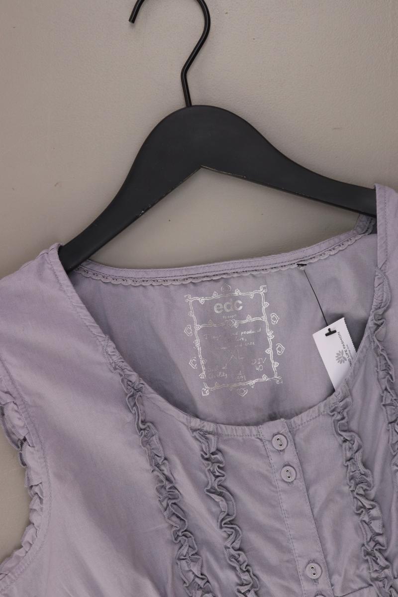 edc by Esprit Rüschenbluse Gr. XL Ärmellos grau aus Baumwolle