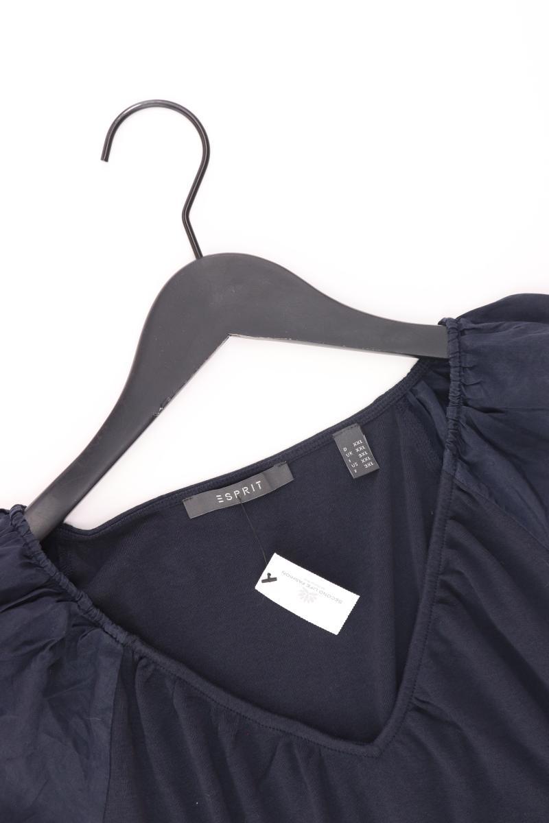 Esprit Shirt mit V-Ausschnitt Gr. XXL Kurzarm blau aus Baumwolle