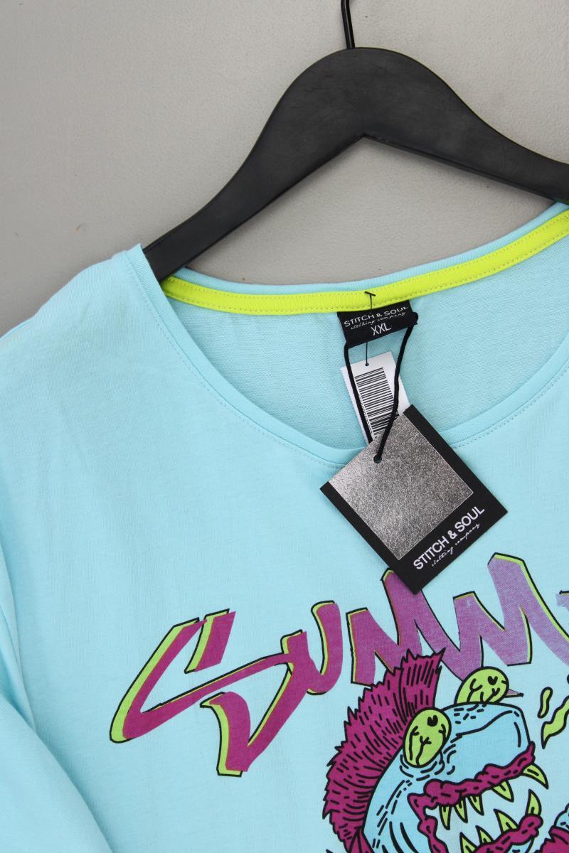 Stich & Soul Printshirt für Herren Gr. XXL neu mit Etikett Kurzarm türkis