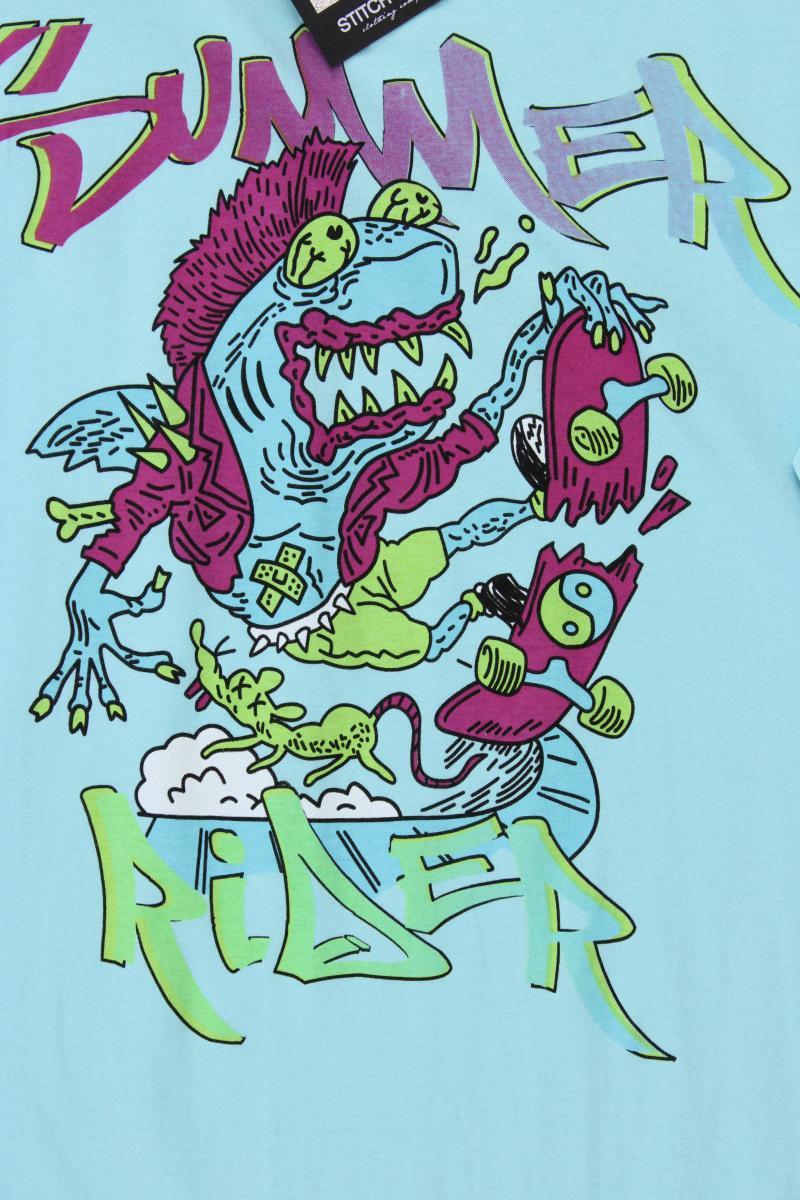 Stich & Soul Printshirt für Herren Gr. XXL neu mit Etikett Kurzarm türkis