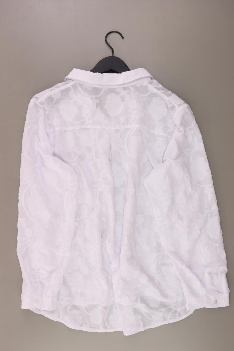 Ulla Popken Langarmbluse Gr. 46/48 mit Blumenmuster weiß aus Polyester