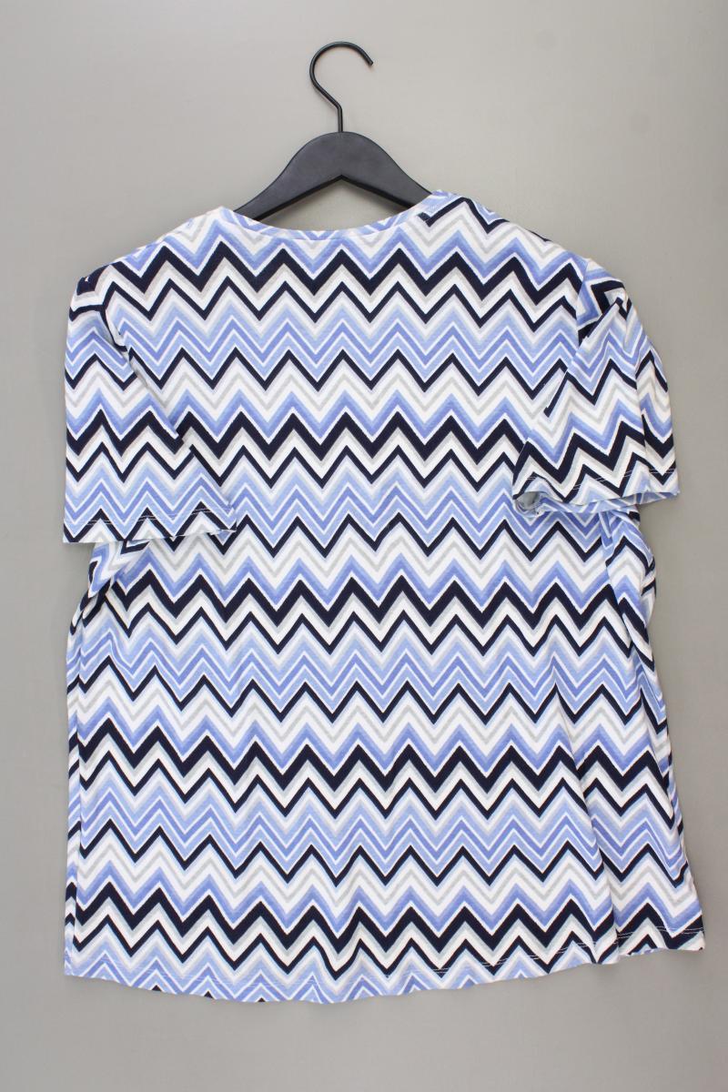 Steilmann Printshirt Gr. 48/50 geometrisches Muster Kurzarm blau aus Baumwolle