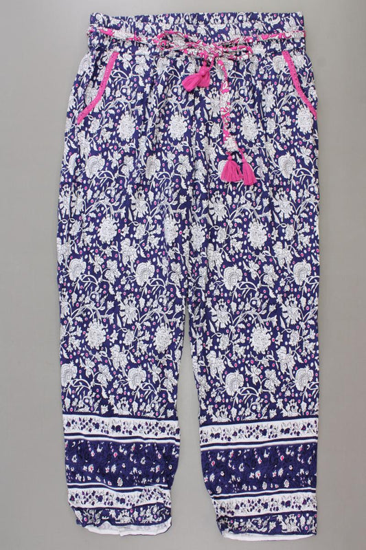 sheego Stoffhose Gr. 46 mit Blumenmuster blau aus Viskose