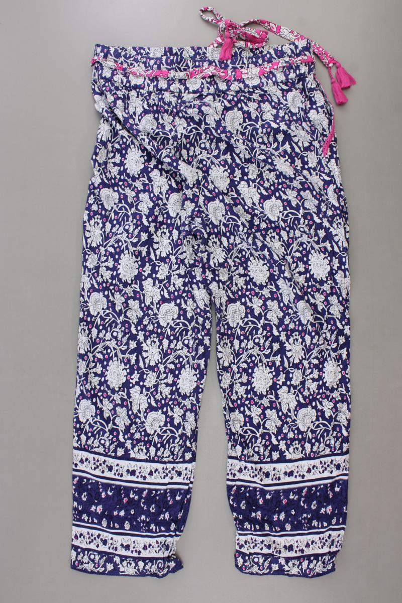 sheego Stoffhose Gr. 46 mit Blumenmuster blau aus Viskose