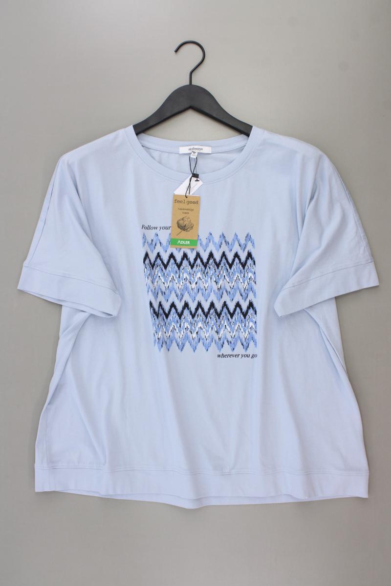 Steilmann Printshirt Gr. 48/50 neu mit Etikett Kurzarm blau aus Baumwolle