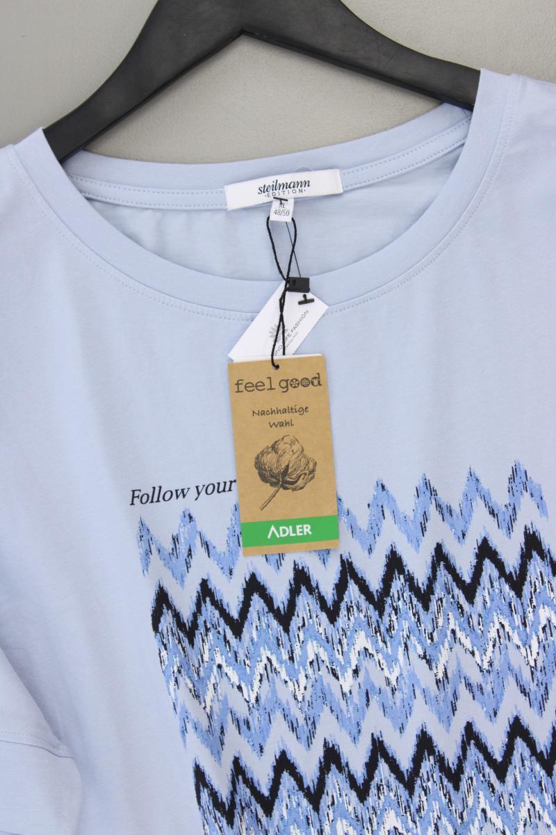 Steilmann Printshirt Gr. 48/50 neu mit Etikett Kurzarm blau aus Baumwolle