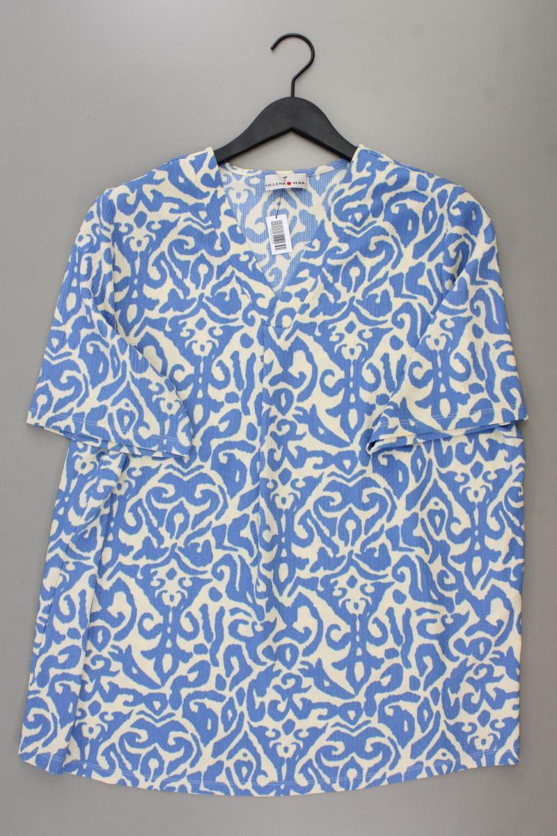 Helena Vera Shirt mit V-Ausschnitt Gr. 46 Kurzarm blau aus Polyester