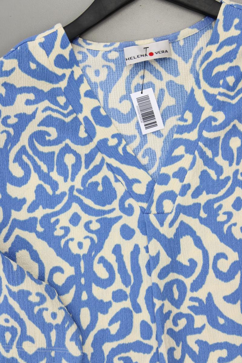 Helena Vera Shirt mit V-Ausschnitt Gr. 46 Kurzarm blau aus Polyester