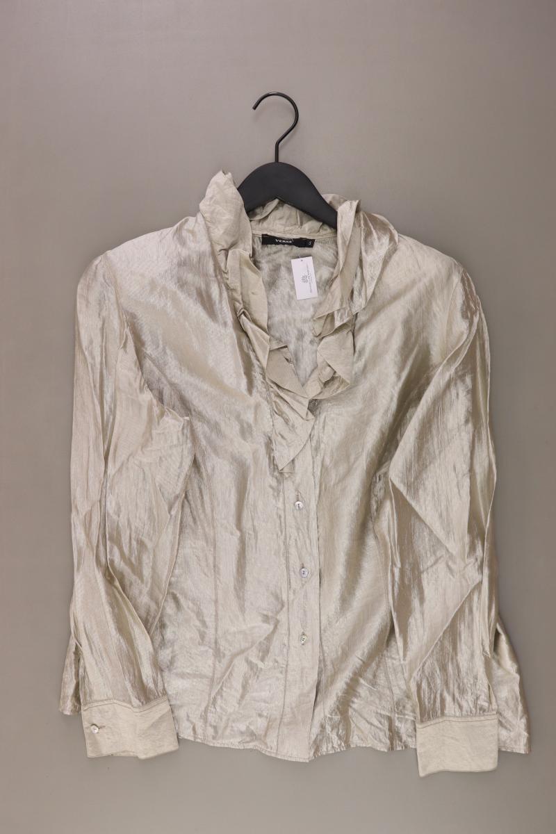 Verse Rüschenbluse Gr. 44 Langarm silber aus Viskose