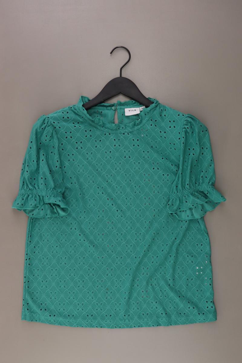 Vila T-Shirt Gr. L mit Blumenmuster Kurzarm grün aus Polyester