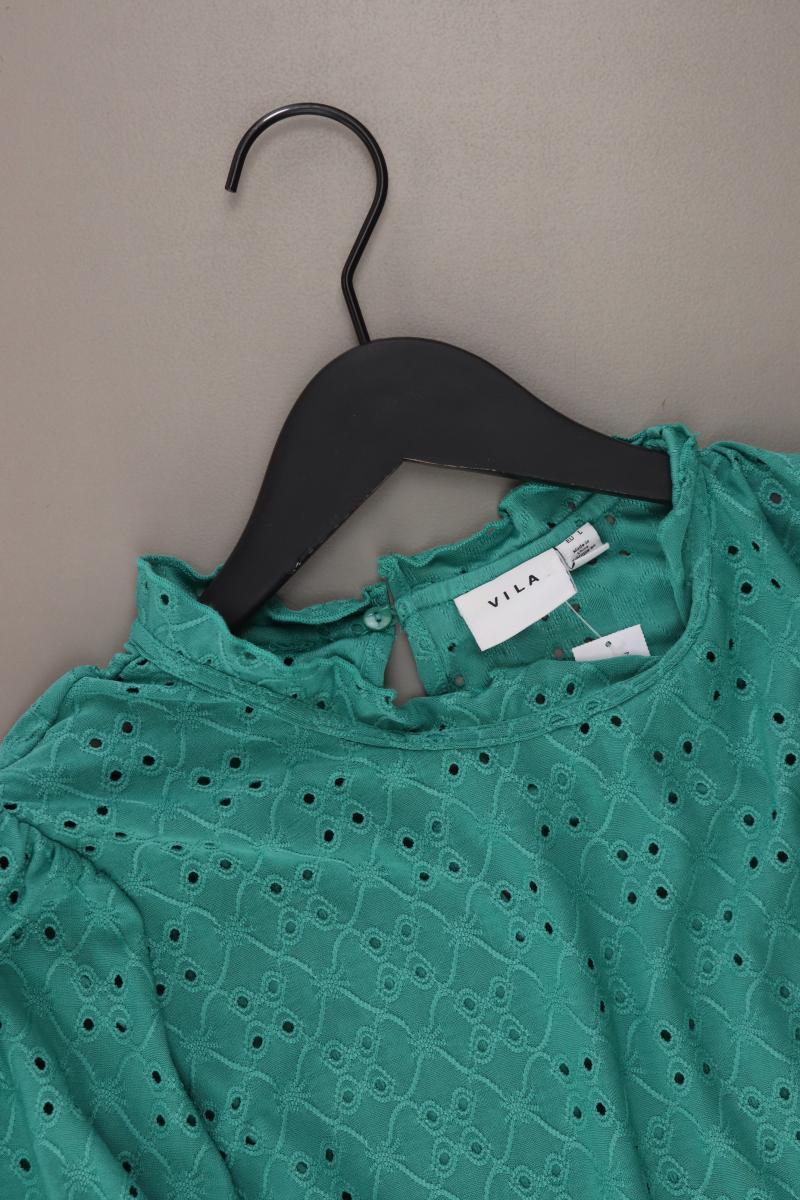 Vila T-Shirt Gr. L mit Blumenmuster Kurzarm grün aus Polyester