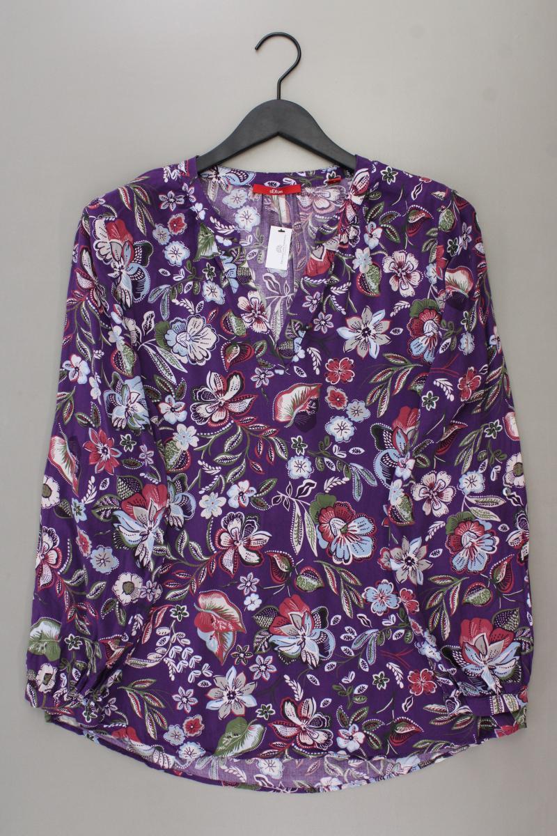 s.Oliver Langarmbluse Gr. 46 mit Blumenmuster lila aus Viskose