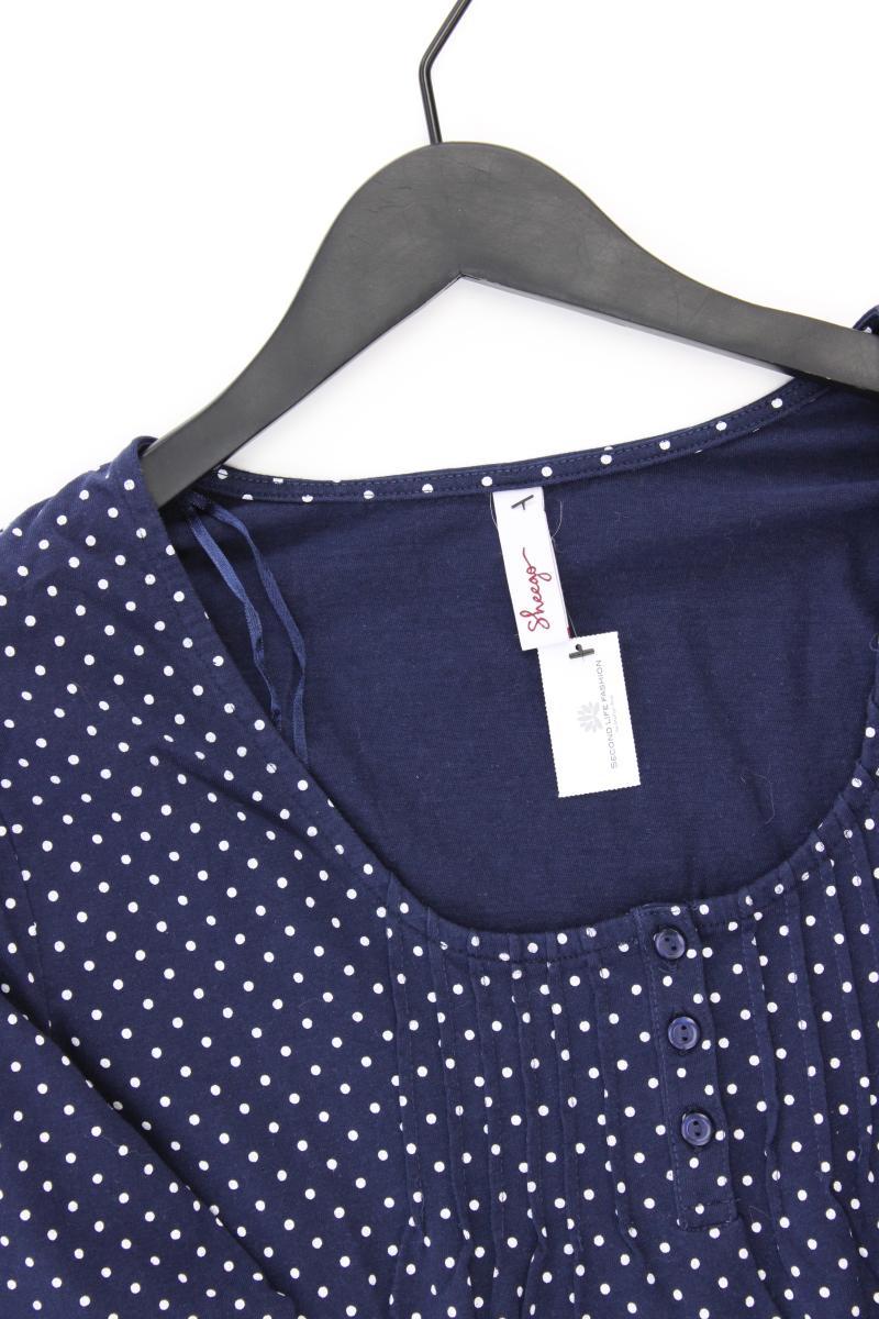 sheego Classic Shirt Gr. 44/46 gepunktet 3/4 Ärmel blau aus Baumwolle
