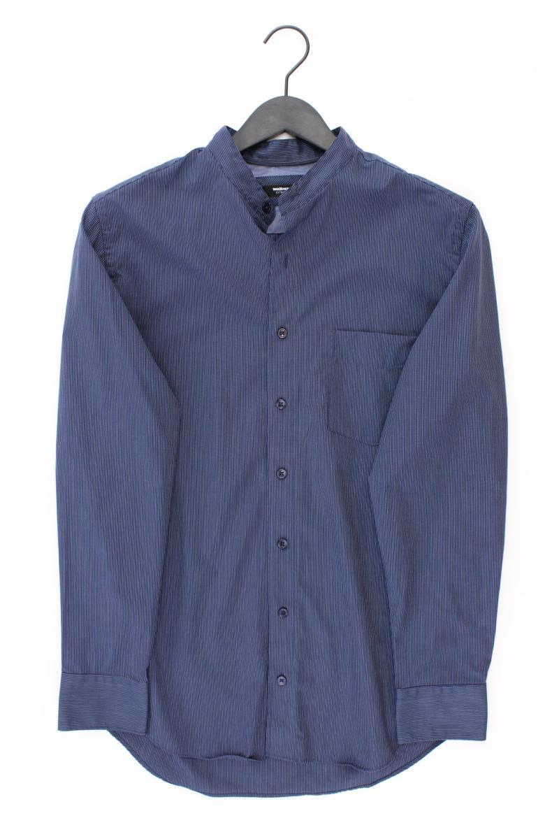 Walbusch Langarmhemd für Herren Gr. Hemdgröße 39/40 gestreift blau aus Baumwolle