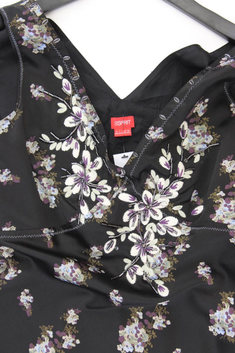 Esprit Y2K Vintage Top Gr. XXS Gr. XS mit Blumenmuster schwarz