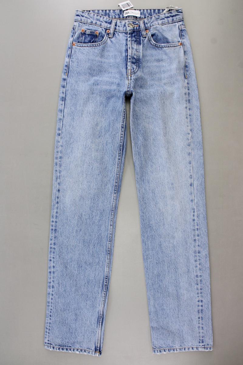 Zara Straight Jeans Gr. 34 blau aus Baumwolle