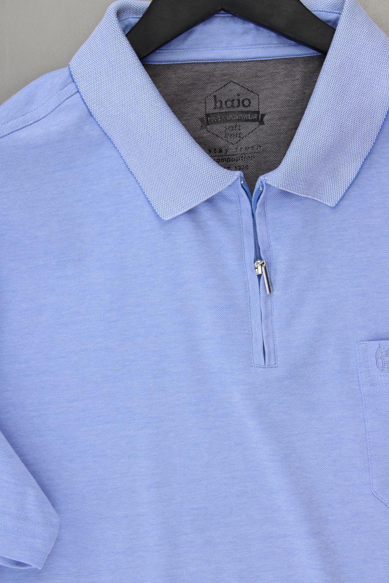 hajo Poloshirt für Herren Gr. 56 neuwertig Kurzarm blau aus Baumwolle