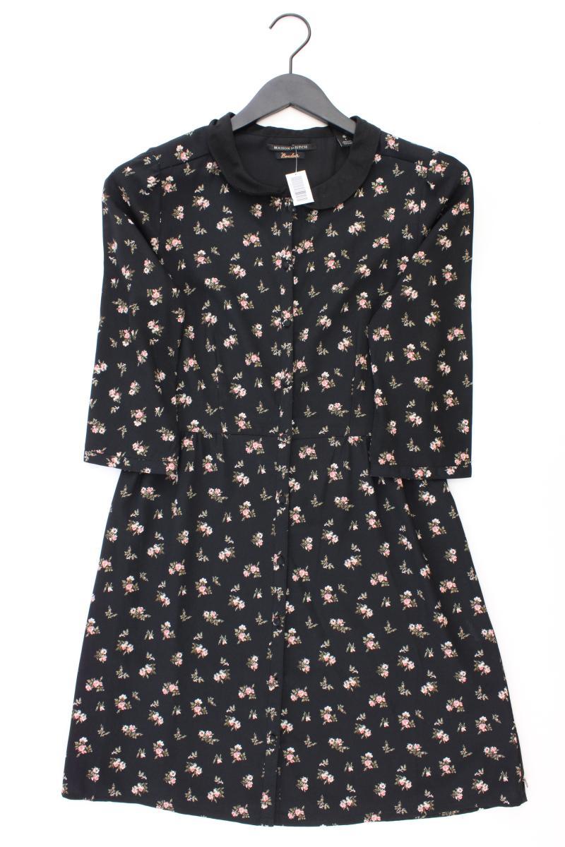 Maison Scotch Midikleid Gr. 36 mit Blumenmuster 3/4 Ärmel schwarz aus Polyester