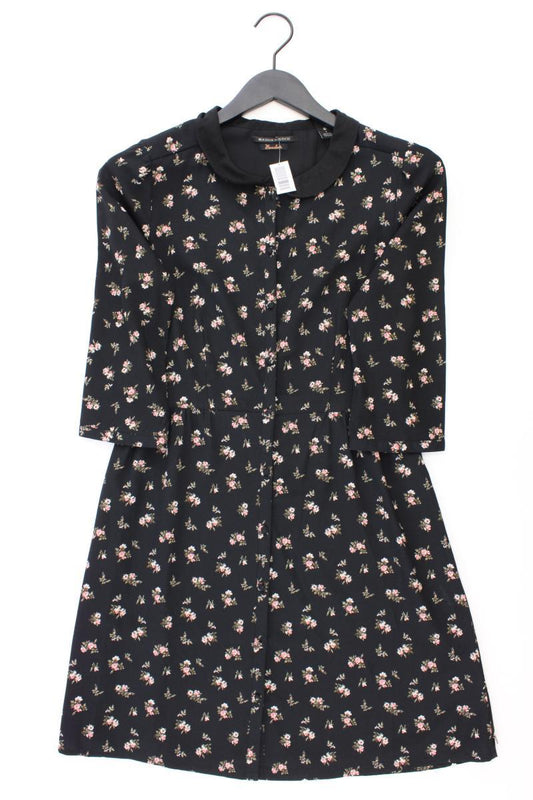 Maison Scotch Midikleid Gr. 36 mit Blumenmuster 3/4 Ärmel schwarz aus Polyester