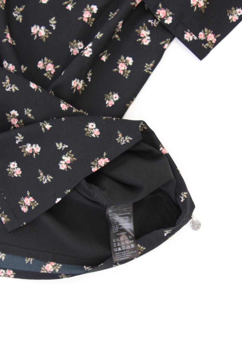 Maison Scotch Midikleid Gr. 36 mit Blumenmuster 3/4 Ärmel schwarz aus Polyester