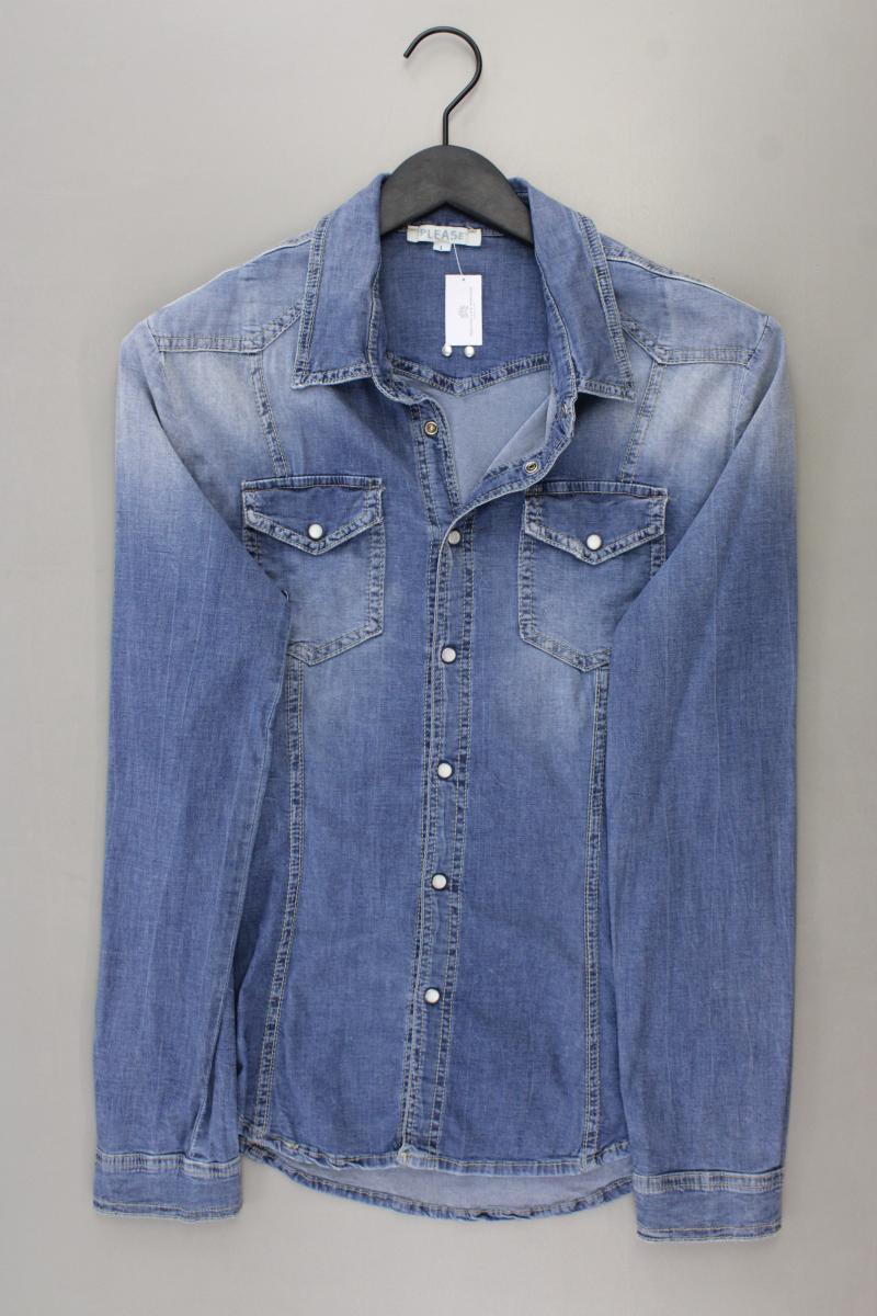 Please Jeansbluse Gr. L Langarm blau aus Baumwolle