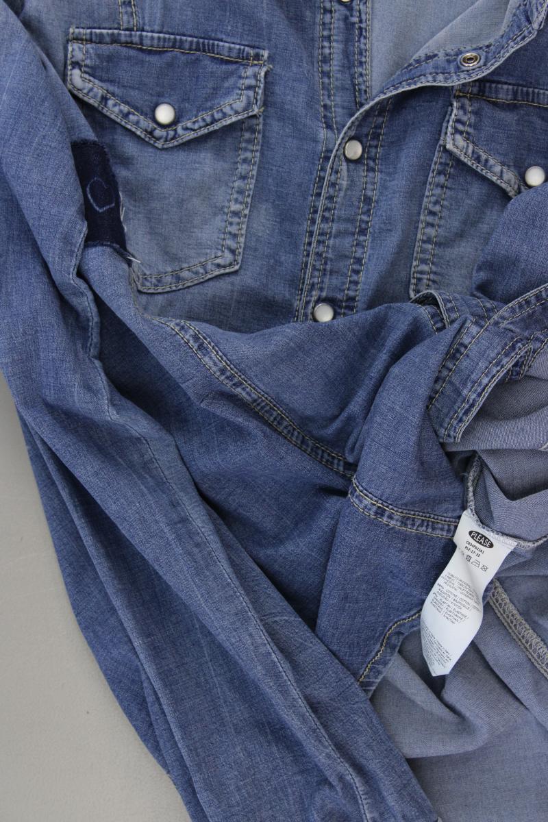 Please Jeansbluse Gr. L Langarm blau aus Baumwolle