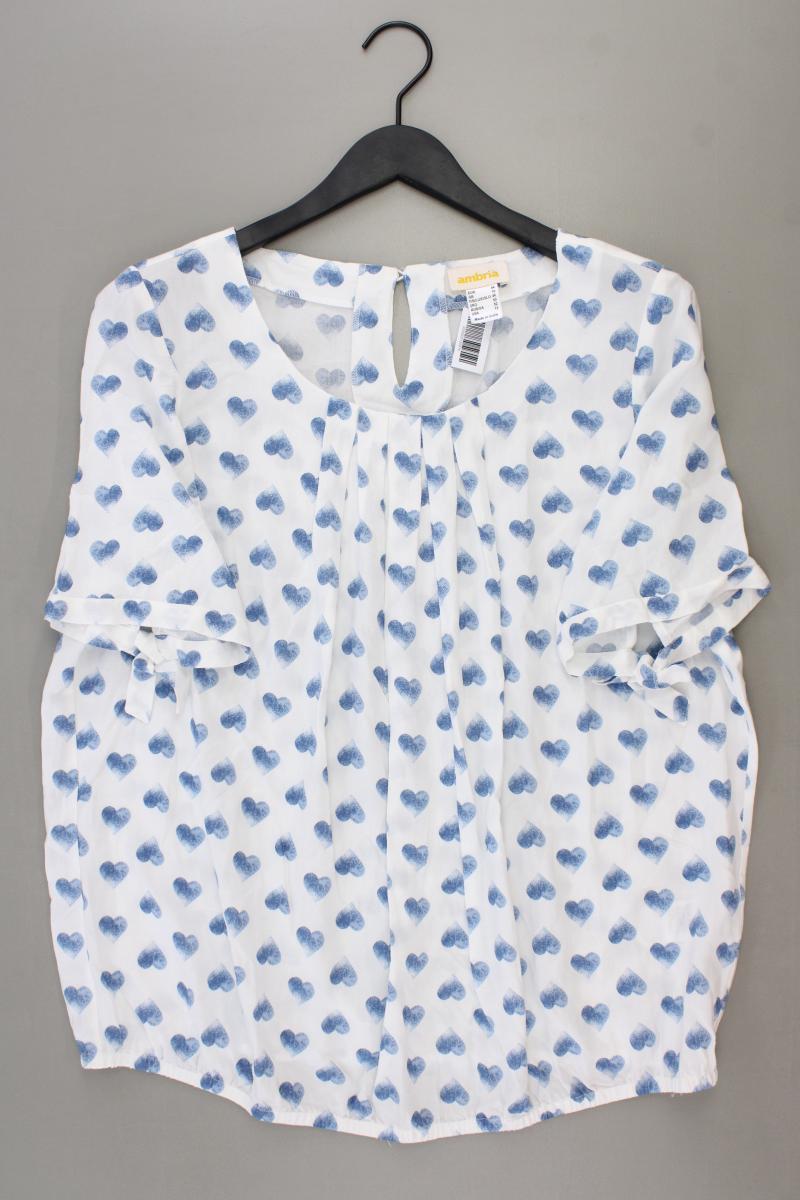 Ambria Bluse mit Herzmuster Gr. 44 Kurzarm weiß aus Viskose