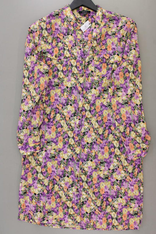 Langarmkleid Gr. 42 mit Blumenmuster mehrfarbig aus Baumwolle