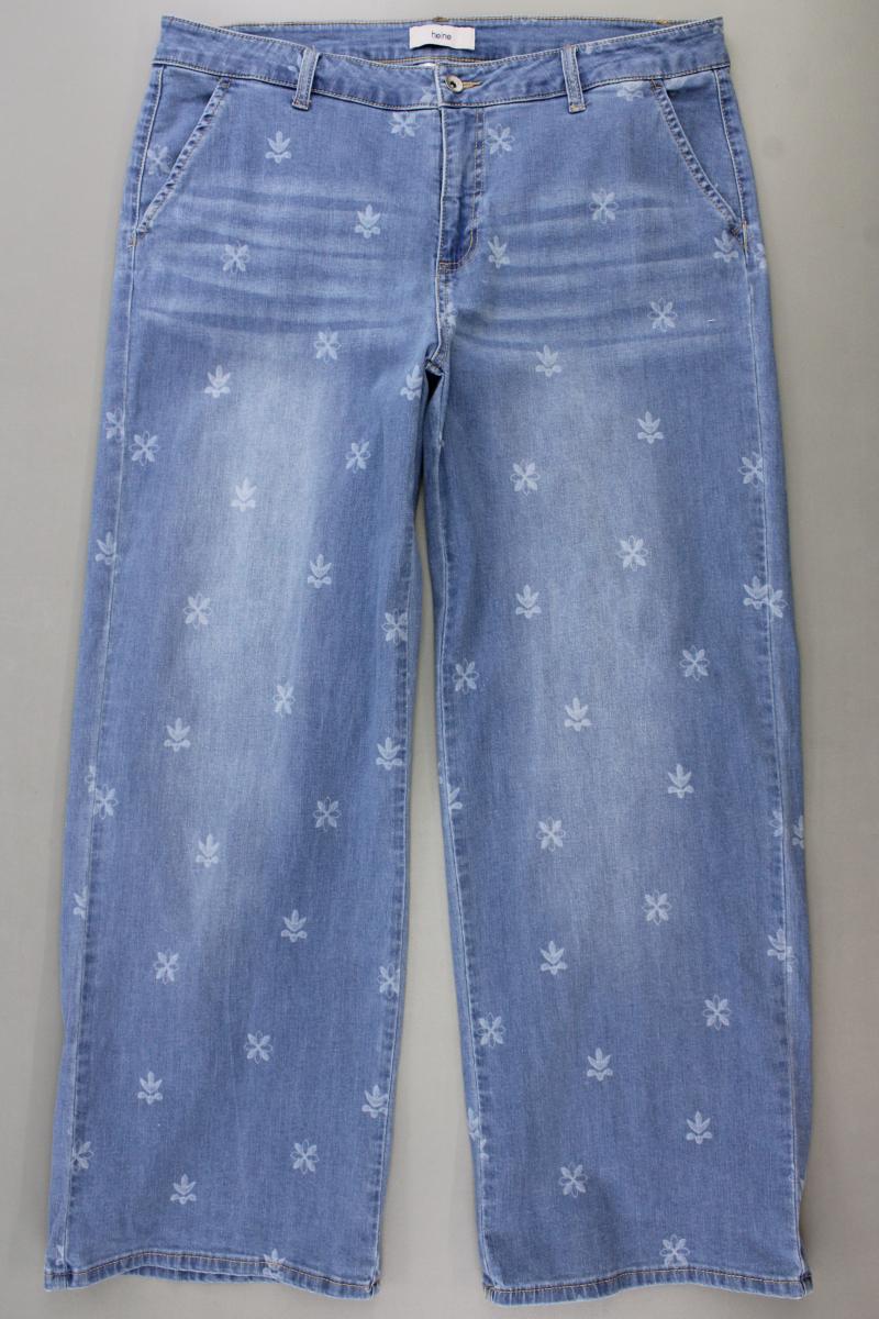 Heine Straight Jeans Gr. 46 mit Blumenmuster blau aus Baumwolle