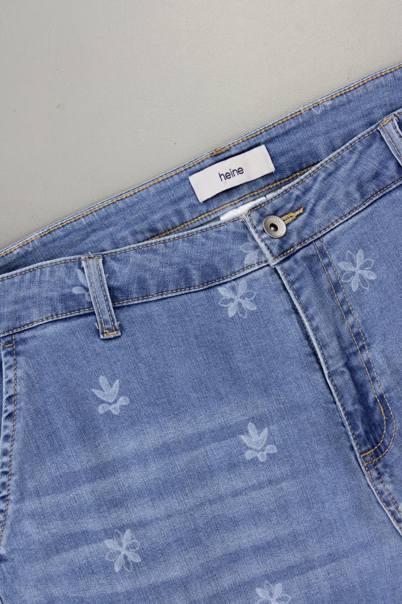 Heine Straight Jeans Gr. 46 mit Blumenmuster blau aus Baumwolle