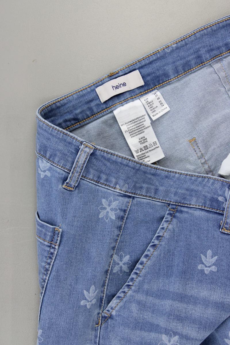 Heine Straight Jeans Gr. 46 mit Blumenmuster blau aus Baumwolle