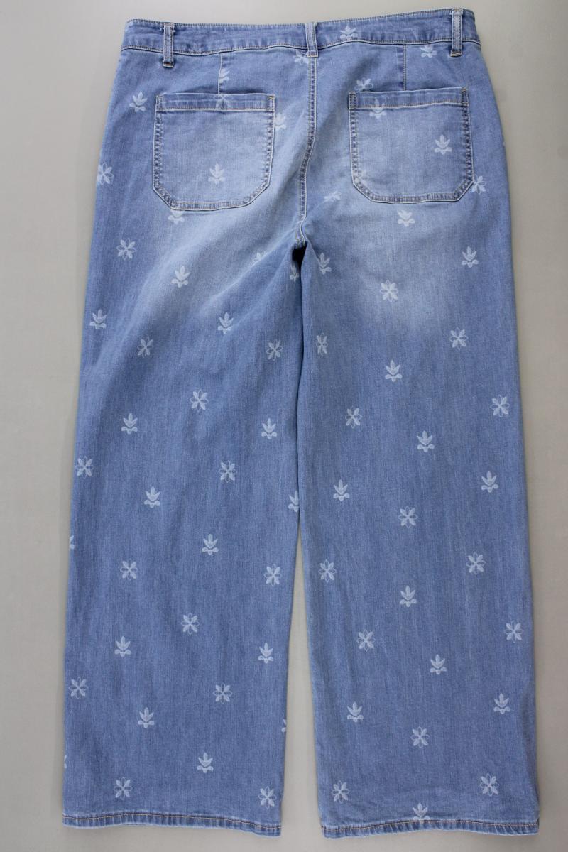 Heine Straight Jeans Gr. 46 mit Blumenmuster blau aus Baumwolle
