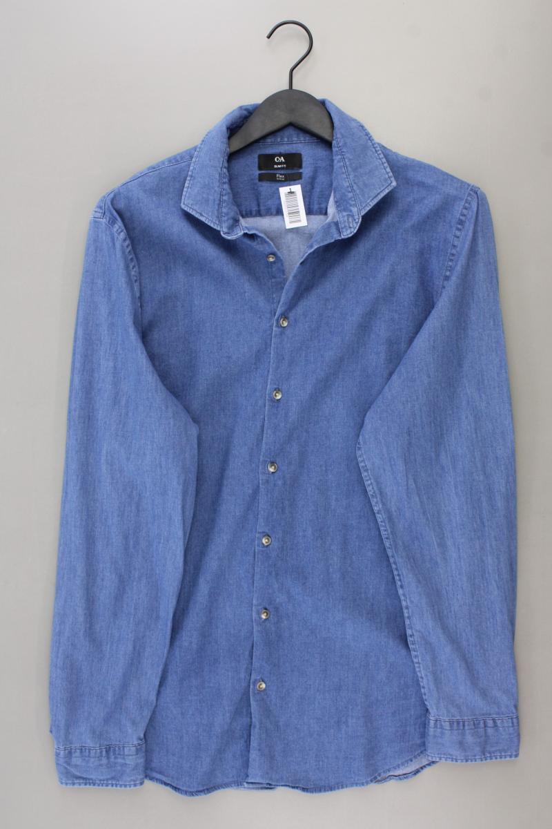 C&A Jeanshemd für Herren Gr. XL neuwertig Langarm blau aus Baumwolle