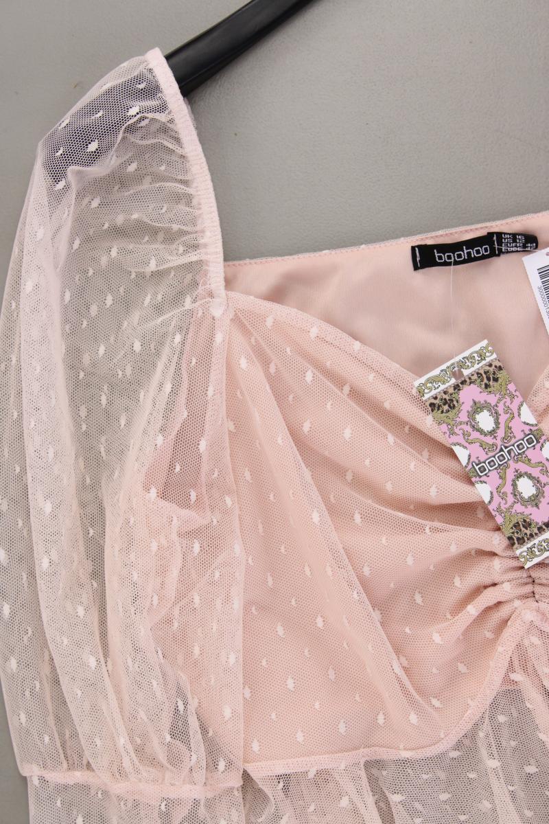 BOOHOO Chiffonbluse Gr. 42 neu mit Etikett Langarm rosa aus Polyester