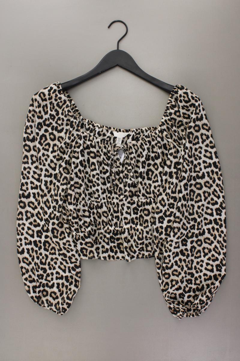 H&M Crop Bluse Gr. XL mit Tierdruck neuwertig Langarm mit Carmen-Ausschnitt