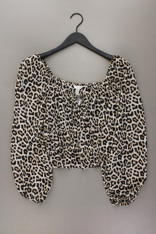 H&M Crop Bluse Gr. XL mit Tierdruck neuwertig Langarm mit Carmen-Ausschnitt