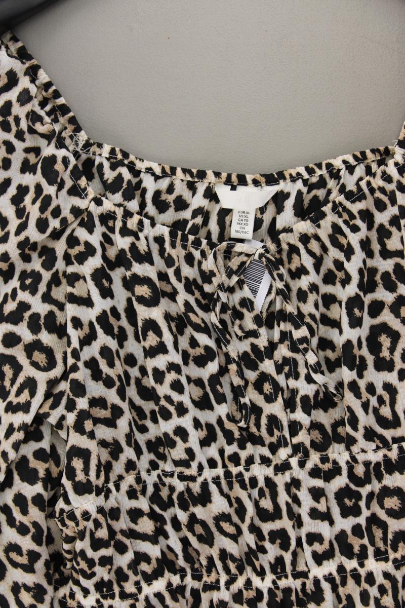 H&M Crop Bluse Gr. XL mit Tierdruck neuwertig Langarm mit Carmen-Ausschnitt