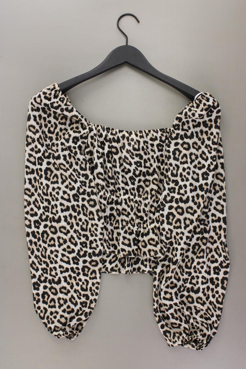 H&M Crop Bluse Gr. XL mit Tierdruck neuwertig Langarm mit Carmen-Ausschnitt