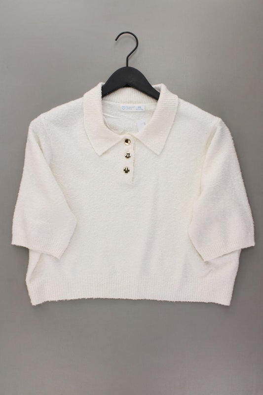 Primark Crop Strickshirt Gr. XXL Kurzarm creme aus Polyester