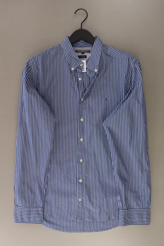 Tommy Hilfiger Langarmhemd für Herren Gr. L gestreift blau aus Baumwolle