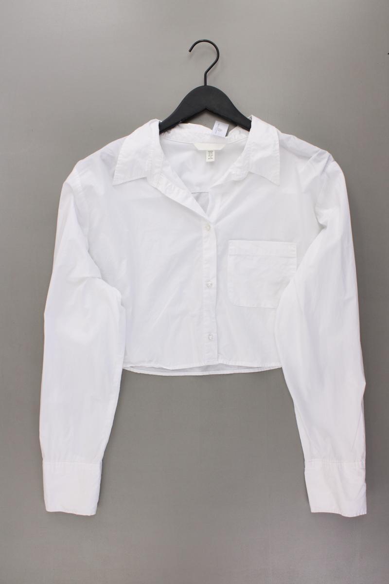 H&M Crop Bluse Gr. XXL Langarm weiß aus Baumwolle