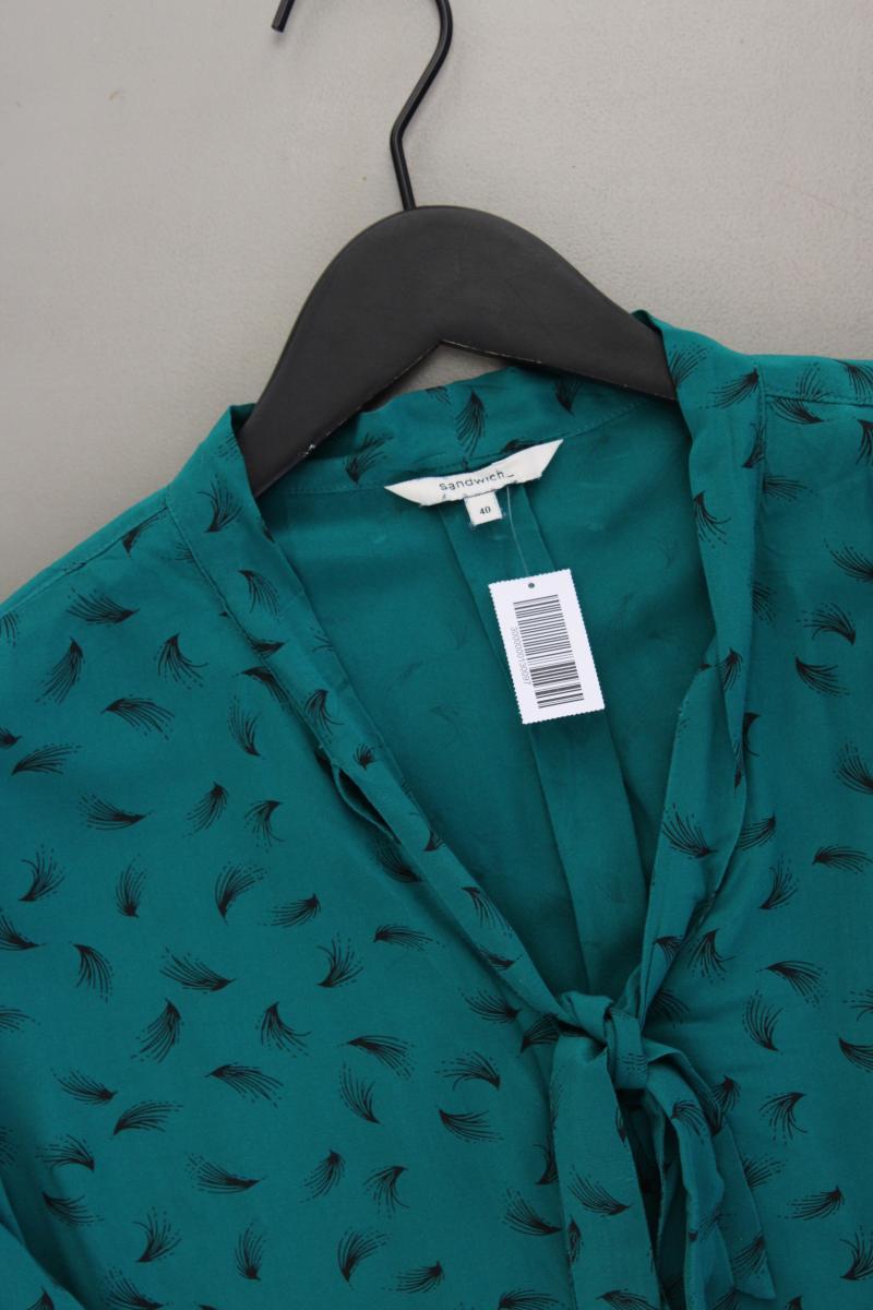 Sandwich_ Langarmbluse Petrol Gr. 40 blau aus Viskose