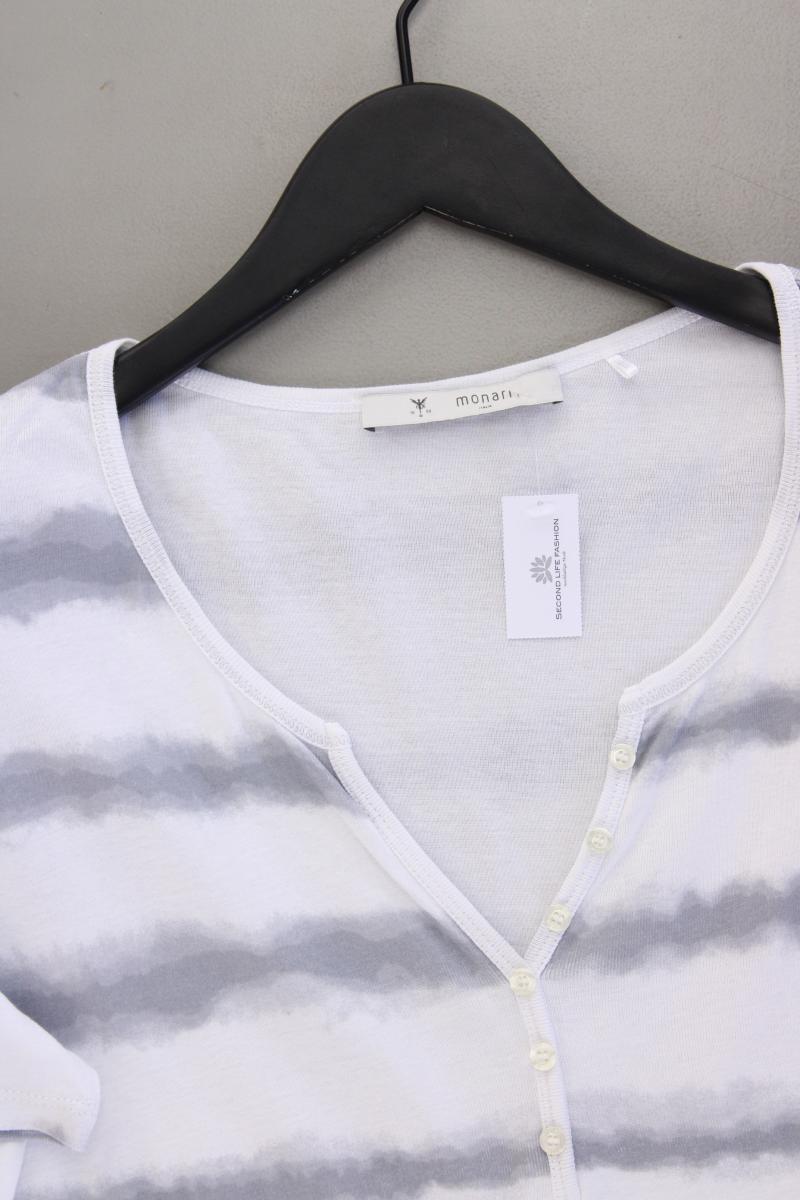Monari Batikshirt Gr. 42 mit Batikmuster Kurzarm grau aus Baumwolle