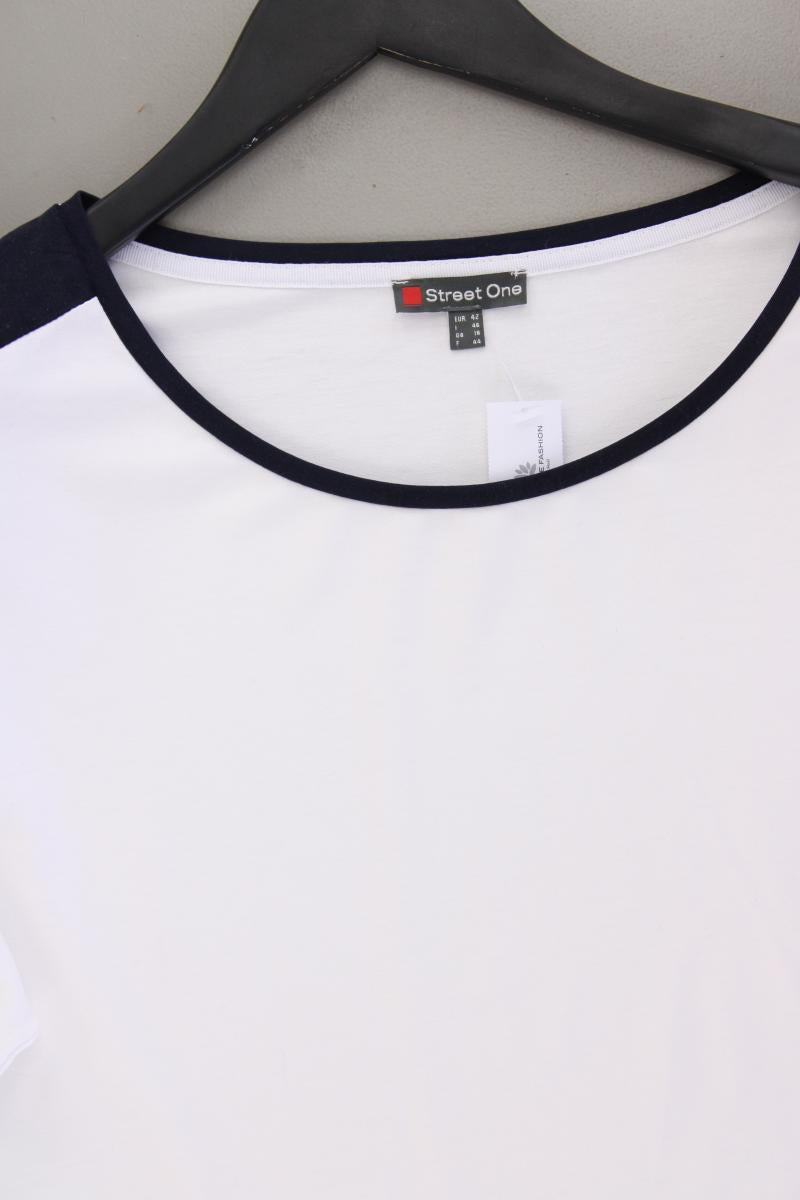 Street One T-Shirt Gr. 42 neuwertig Kurzarm weiß aus Viskose