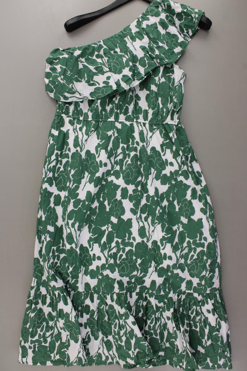 Mango One-Shoulder-Kleid Gr. L mit Blumenmuster Ärmellos grün aus Baumwolle