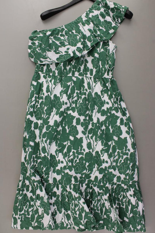 Mango One-Shoulder-Kleid Gr. L mit Blumenmuster Ärmellos grün aus Baumwolle