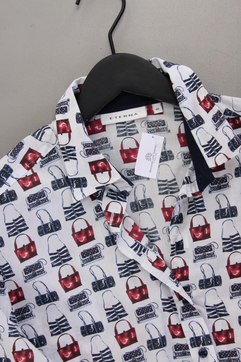 Eterna Bluse mit Handtaschenmuster Gr. 40 Langarm mehrfarbig aus Baumwolle